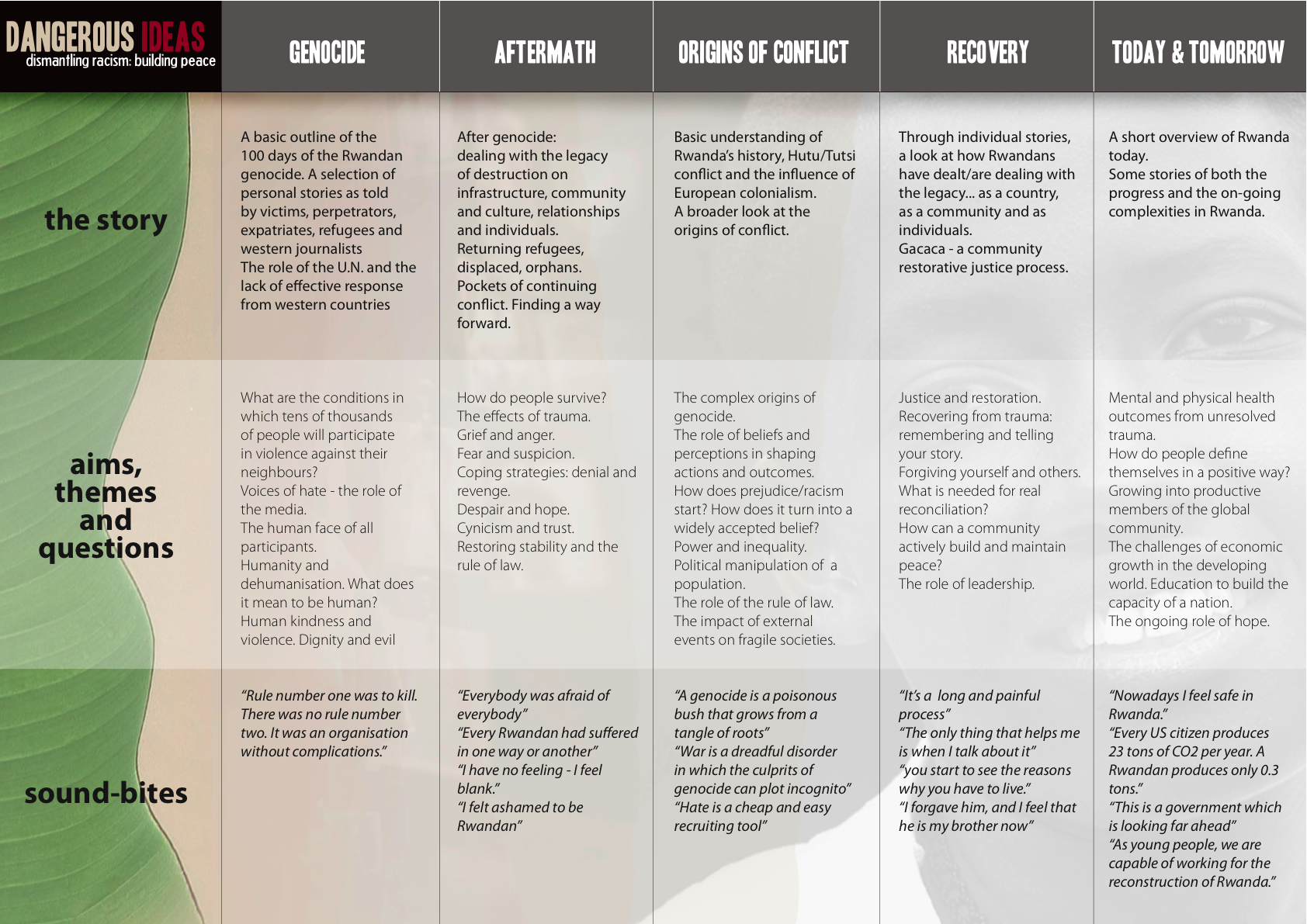 DANGEROUS IDEAS-content table