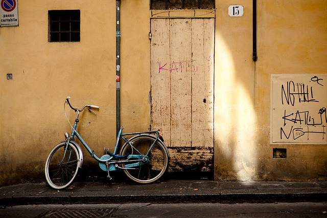 Blue bike on a Florentine wall